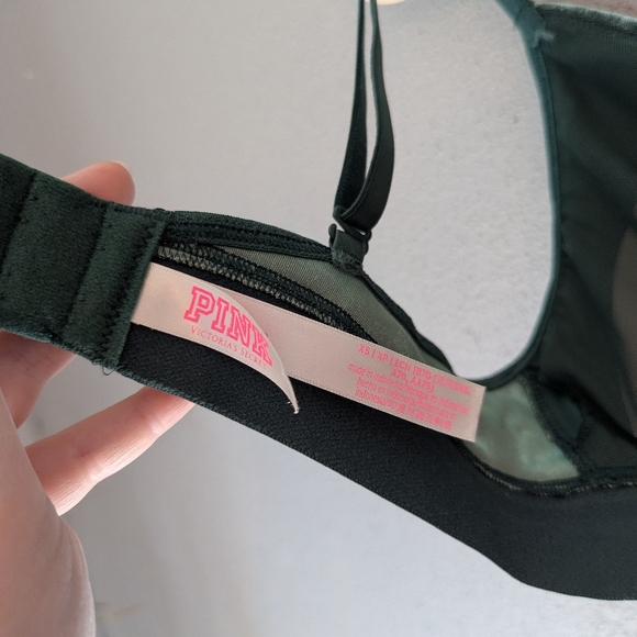 Pink Vs Velvet Triangle Bralette in Green Xs - Picture 6 of 9